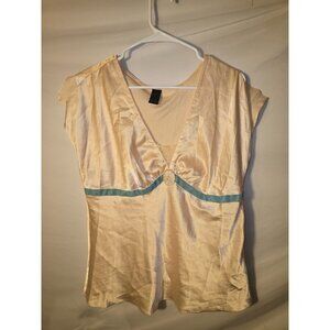 Cabernet Vintage PJ Sleep Top Silky Vneck Satiny Peach Womens Size Large L
